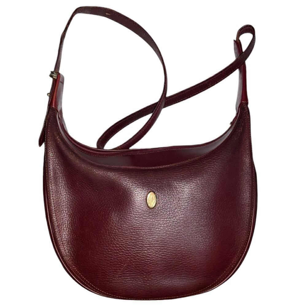 CARTIER Must De Vintage Bordeaux Pebbled Leather Shoulder Bag - Picture 3 of 14